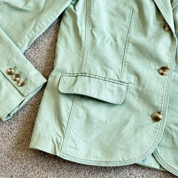 - L.L. Bean Cotton Blend Sage Green Blazer Spring Summer MED Petite     - U2113 - Picture 2 of 4